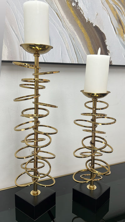 Cosmic Black and gold candle holders - Luscious Homewares