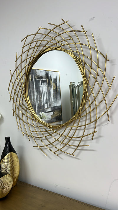 Circular spiral Gold wall mirror - Luscious Homewares