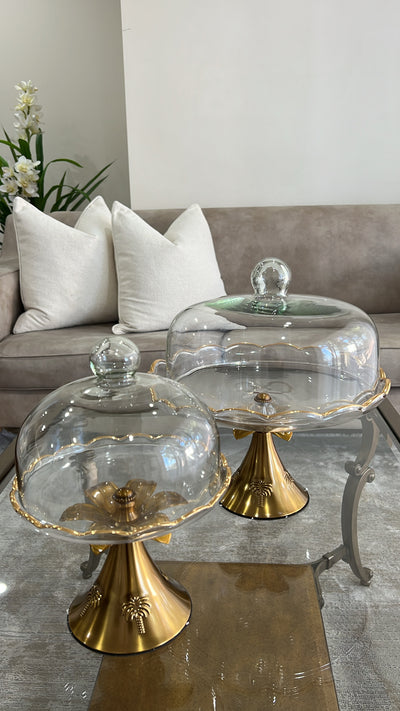 Alamir Palm stand serving cake + dome - Luscious Homewares