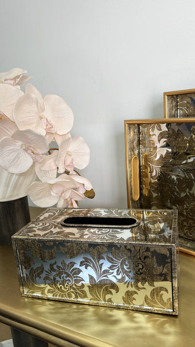 Botanical mirrored Tissue Box - Luscious Homewares