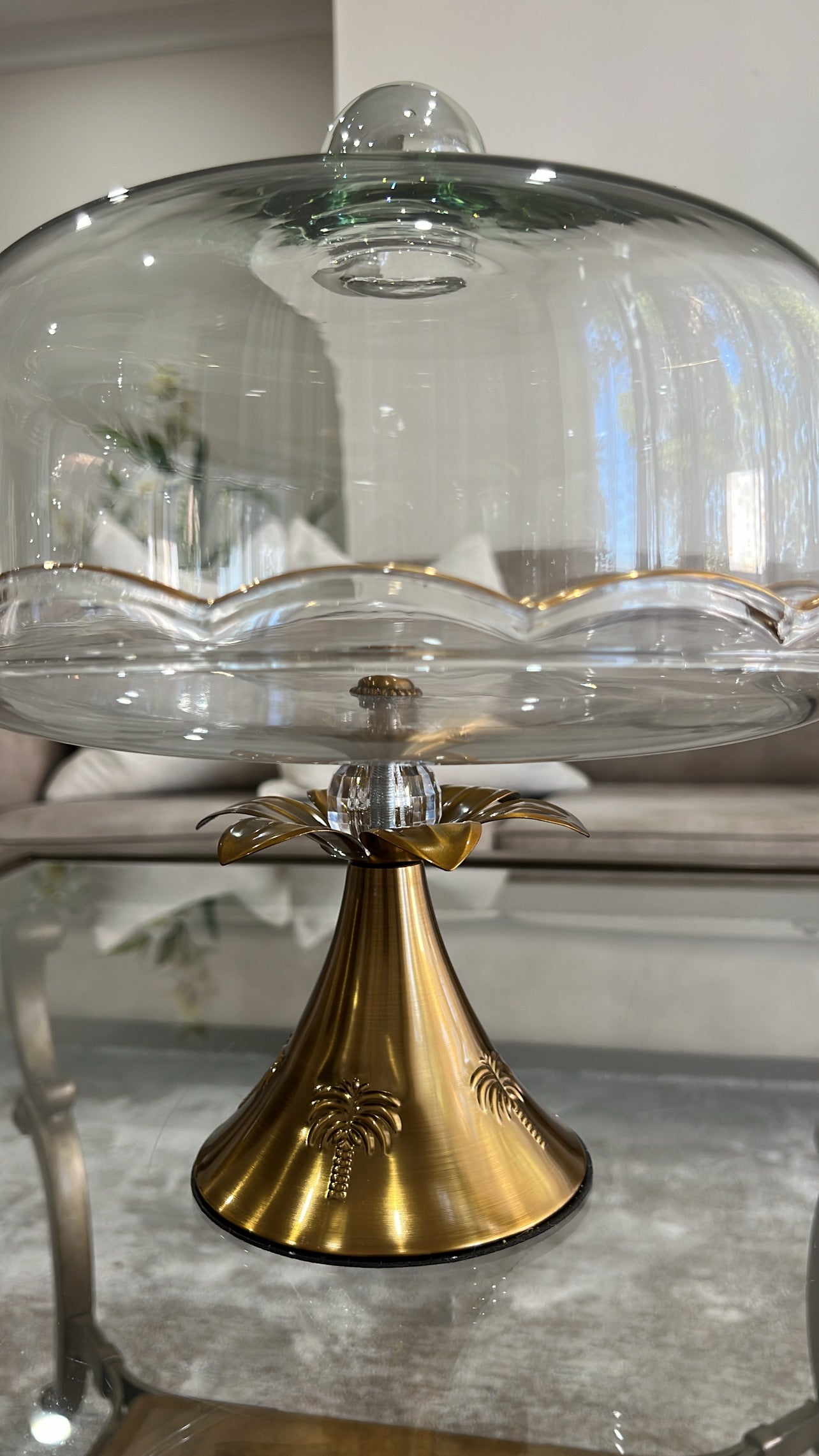Alamir Palm stand serving cake + dome - Luscious Homewares