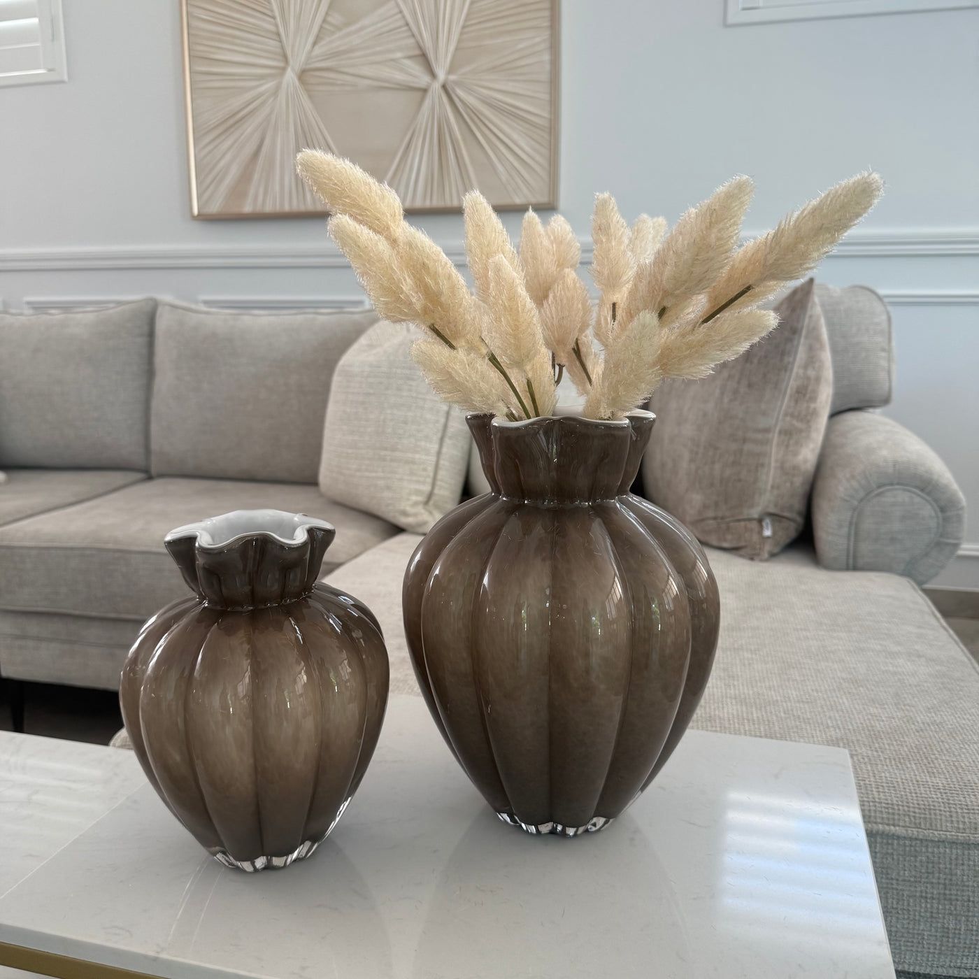 Fontana smoked taupe Glass vase