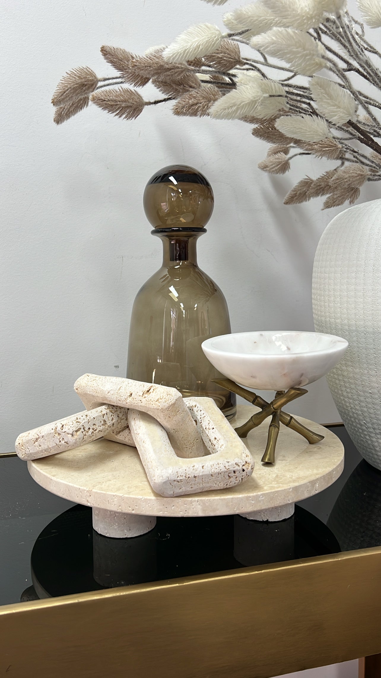 Travertine Stone round tray - Luscious Homewares