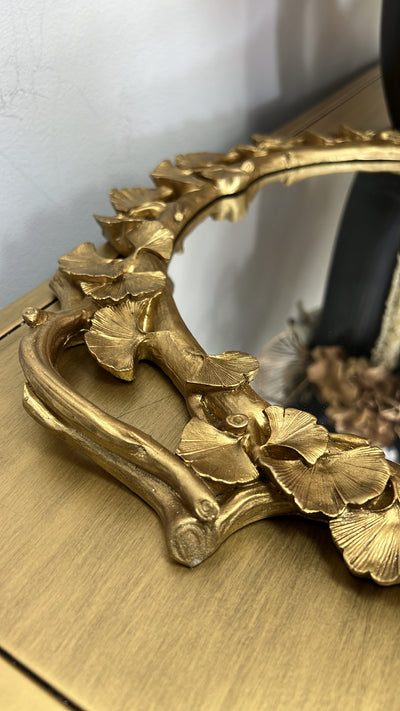 Ginkgo round gold mirrored tray - Luscious Homewares