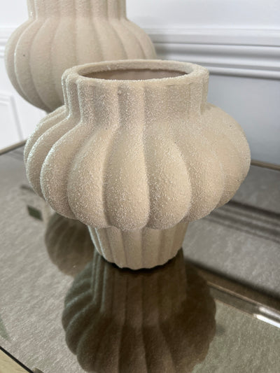 Bulbous carved ceramic vase - Luscious Homewares