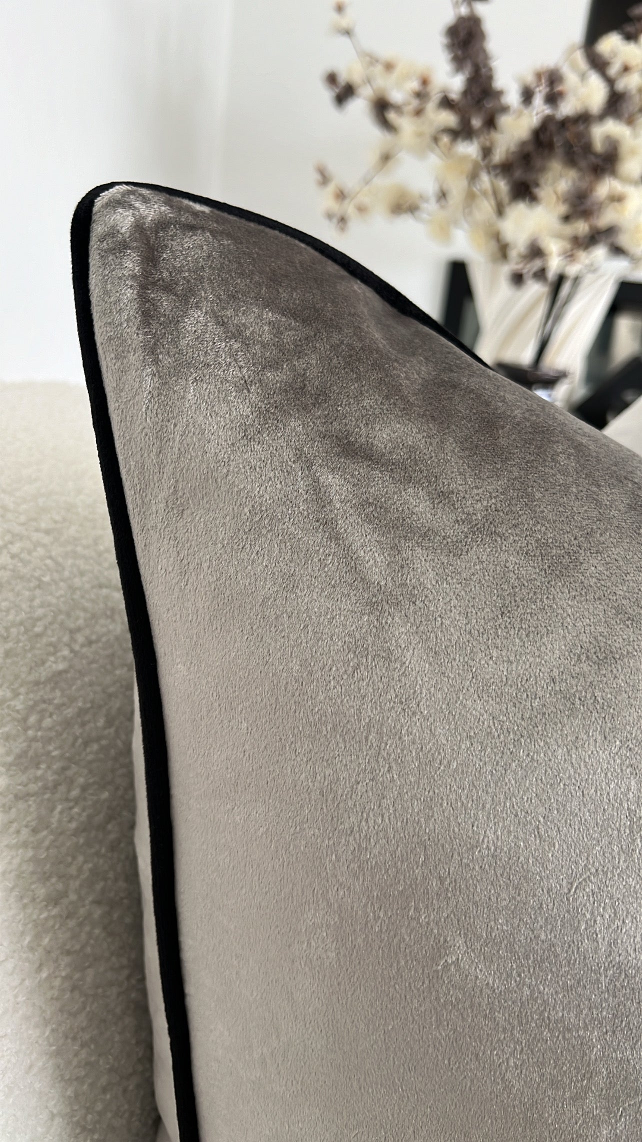 Hilton silver /black trim cushion - Luscious Homewares