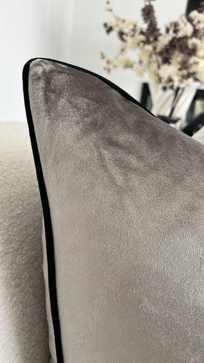 Hilton silver /black trim cushion - Luscious Homewares