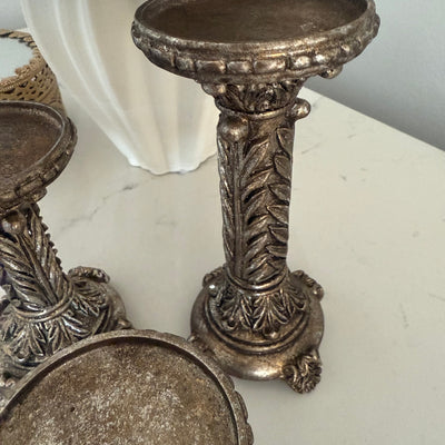 Victorian rustic gold 3 piece Candle holder set