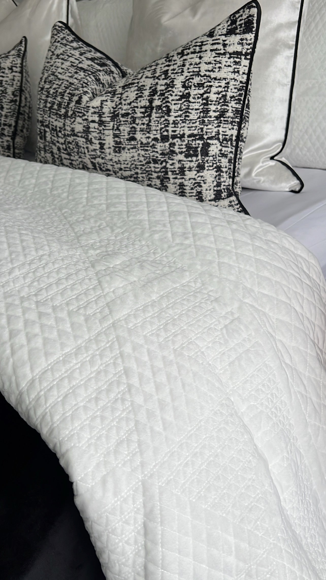 Luxe ivory - white double sided Coverlet queen / king - Luscious Homewares