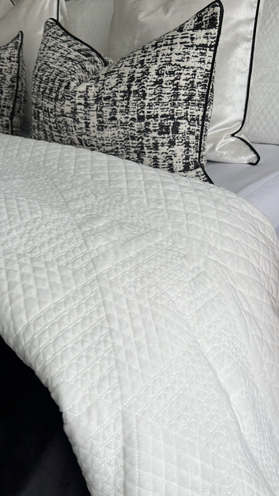 Luxe ivory - white double sided Coverlet queen / king - Luscious Homewares