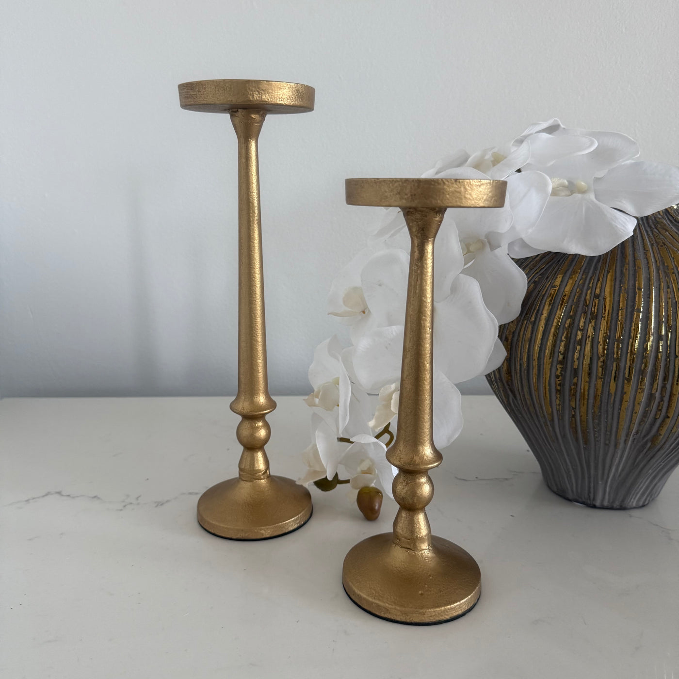 Gold candle holder set of 2