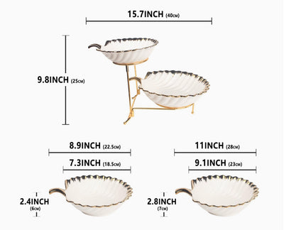 White and gold 2 tier rack serving platter - Luscious Homewares