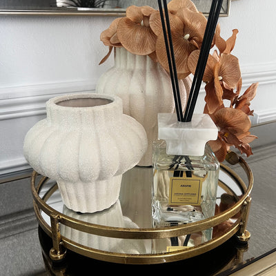 Bulbous carved ceramic vase - Luscious Homewares