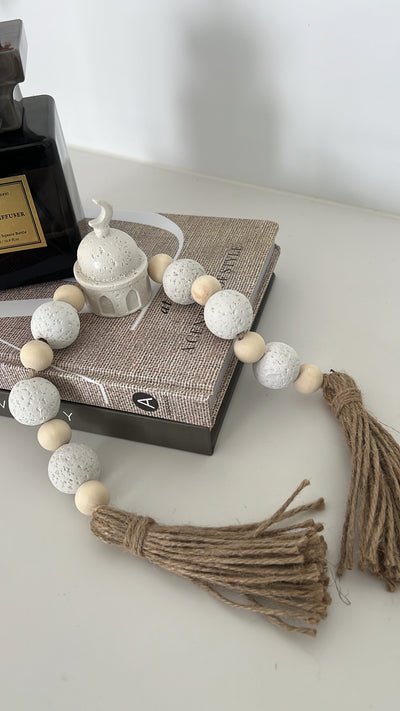 Stone moroccan bead chain tassels - Luscious Homewares