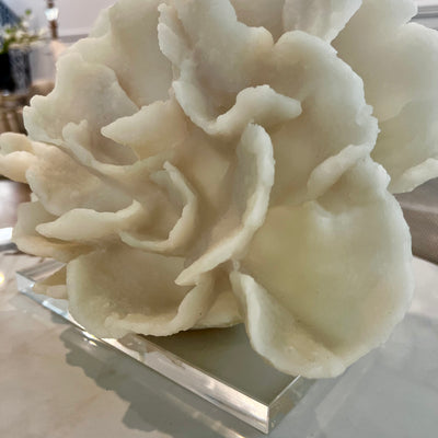 coral quartz sculpture stand