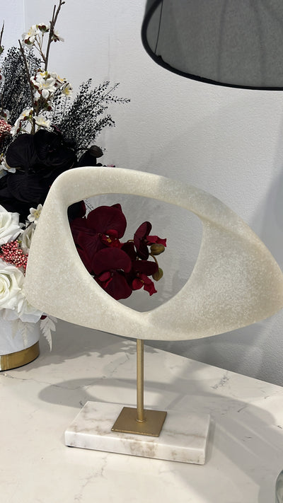 Quartz sculpture brass rod marble stand