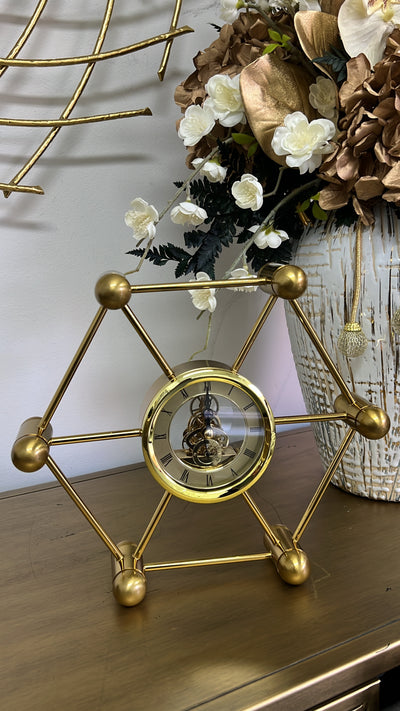 Hexagon Gold brass clock - Luscious Homewares