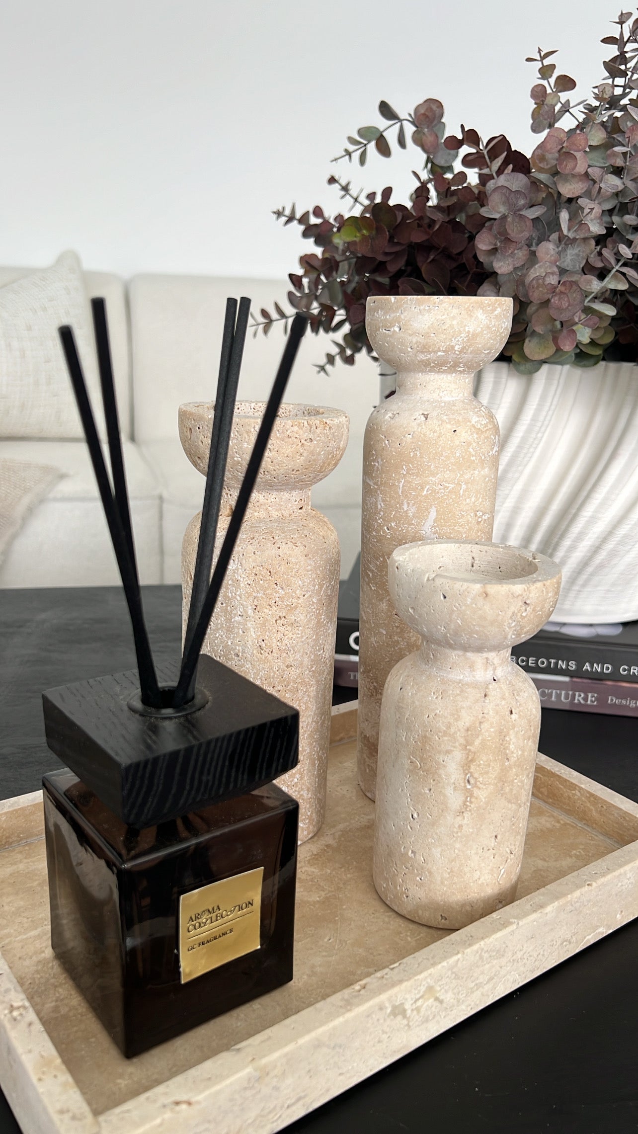 Travertine stone Candle Holder - Luscious Homewares