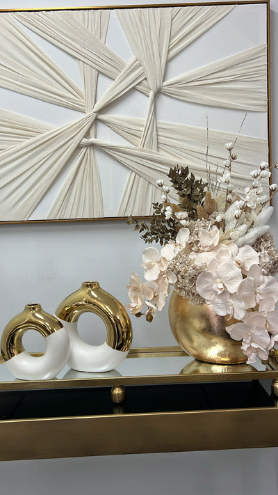 White and gold round vase - Luscious Homewares