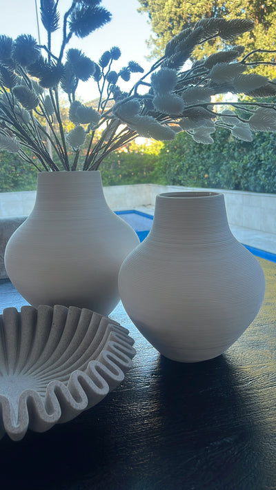 Nia Textured handmade beige vase - Luscious Homewares