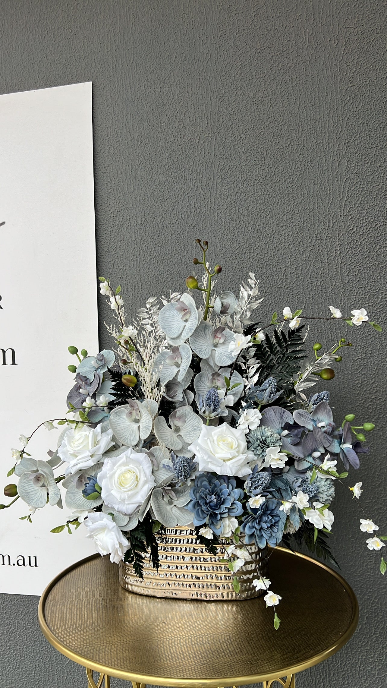 Sapphire blooms floral arrangement - Luscious Homewares