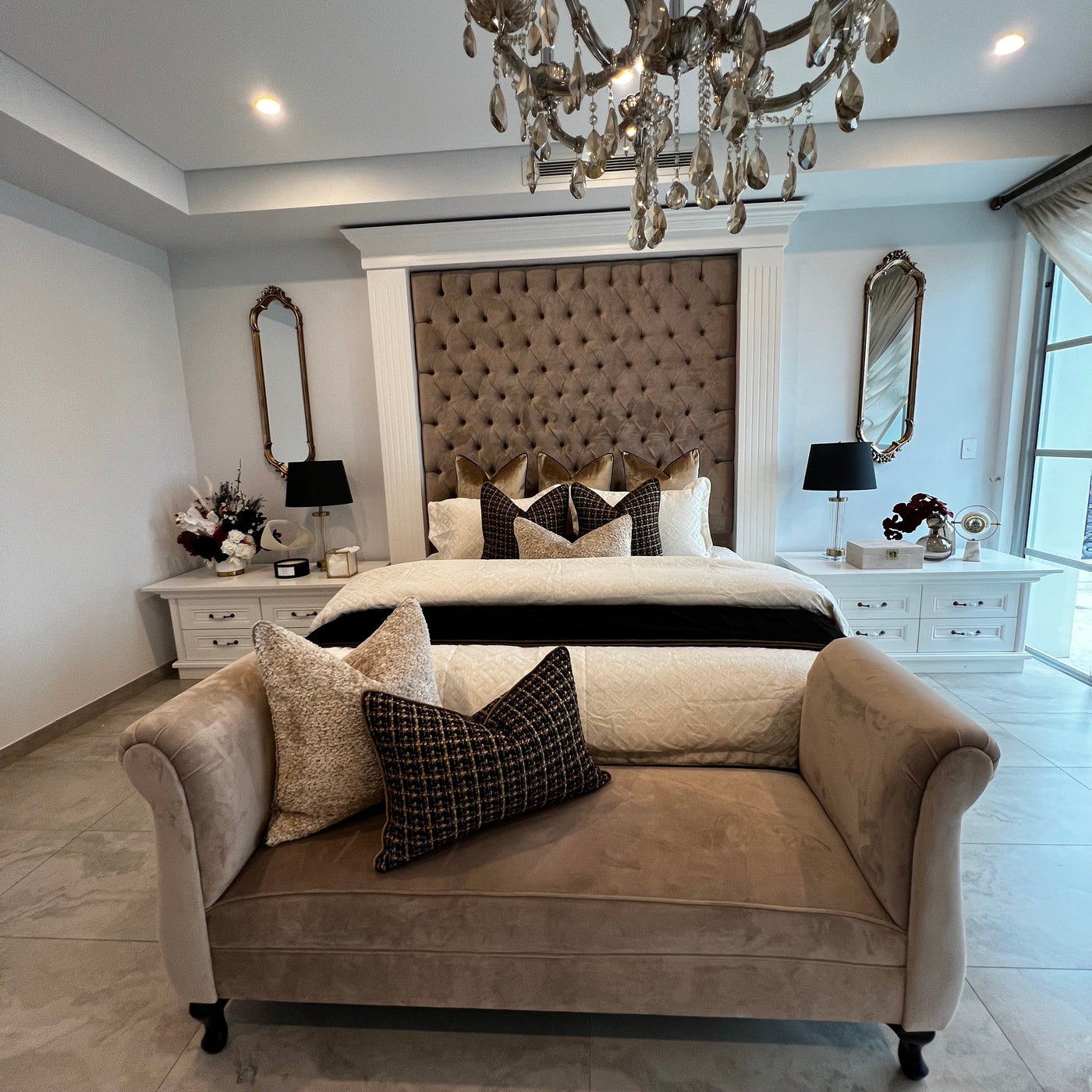 Luxe black velvet throw bronze piping 140x220cm