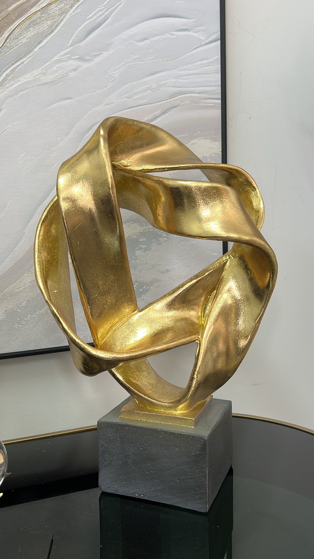 Intertwine resin black and gold sculpture stand - Luscious Homewares