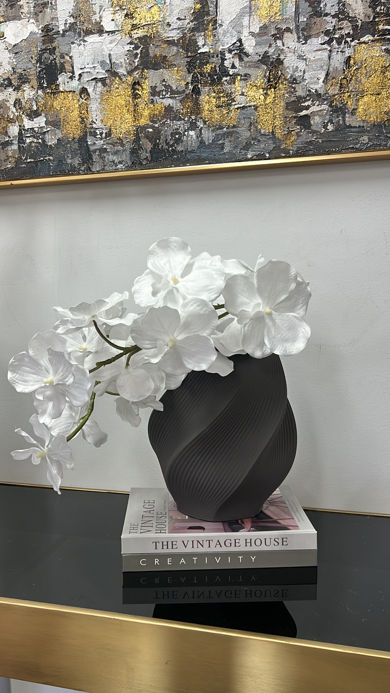 Fountain charcoal ceramic vase - Luscious Homewares