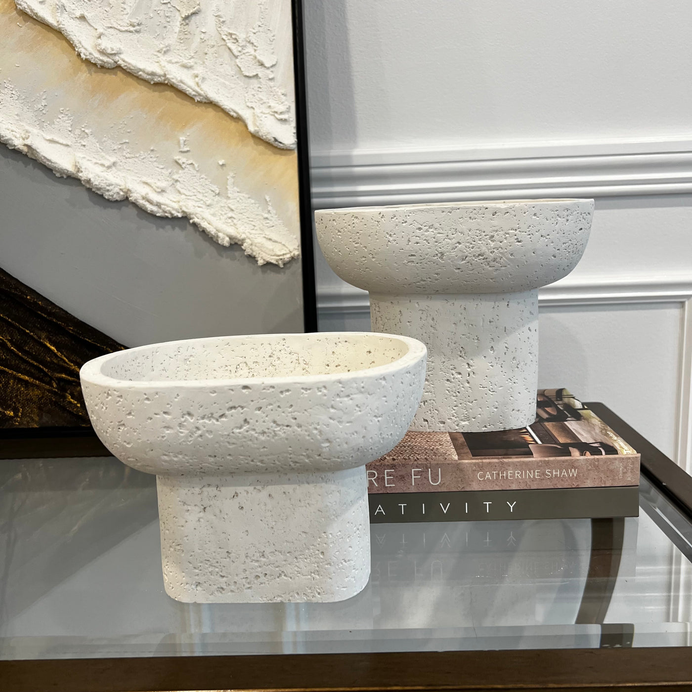 Vessel white Stone decorative bowl