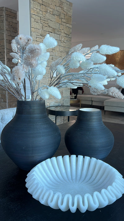Nia Textured handmade Black vase - Luscious Homewares