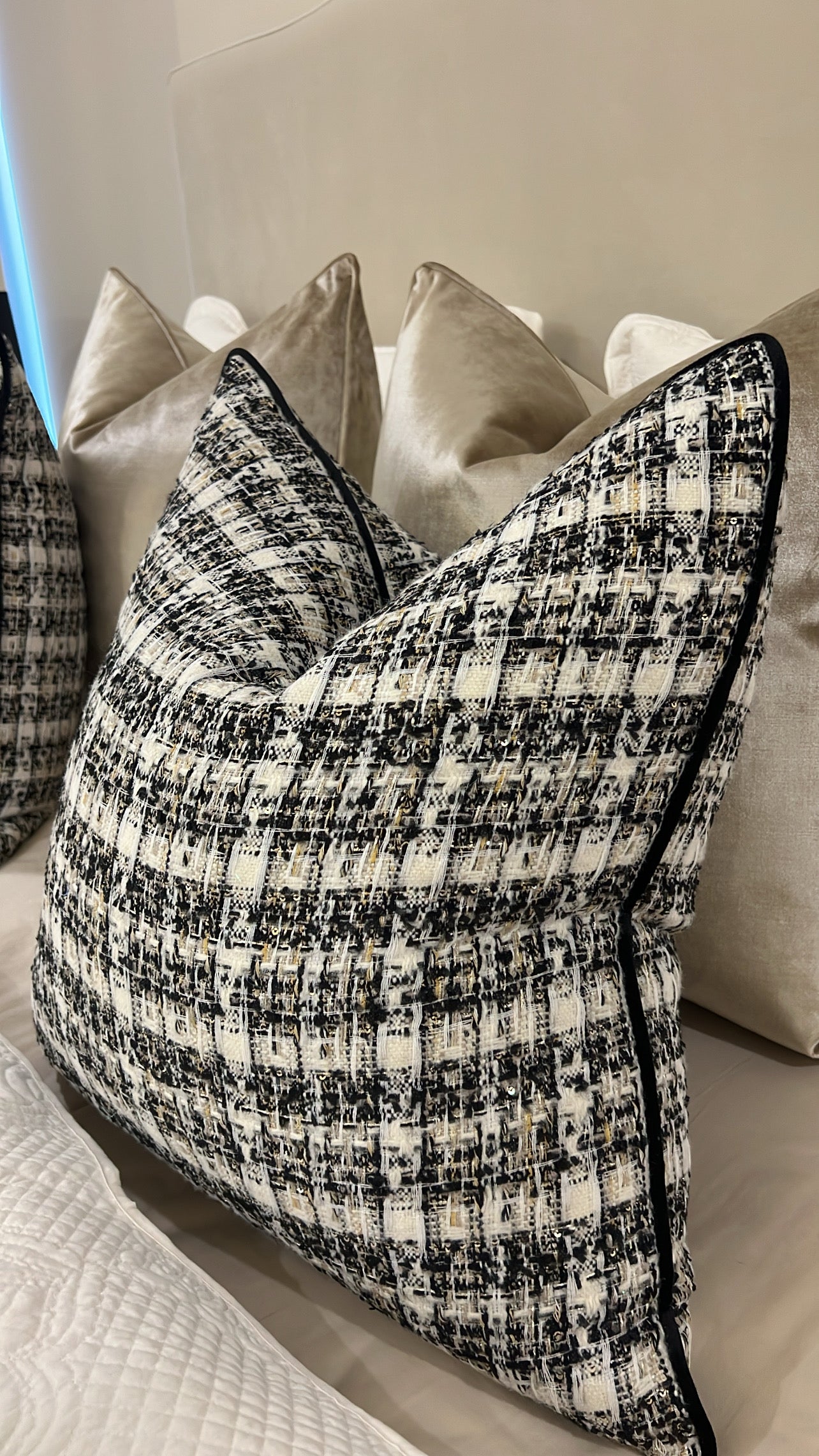 Chanel tweed cushion  55x55 - Luscious Homewares