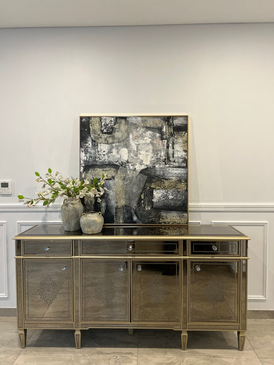 Gold and black abstract frame wall art