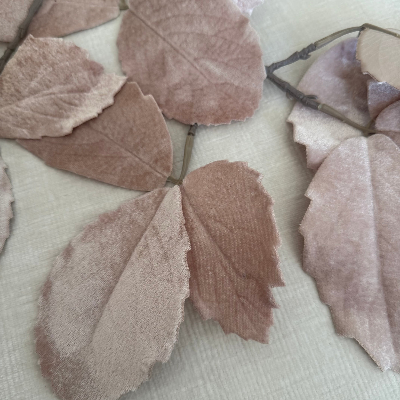 Velvet touch chestnut leaf artificial stem