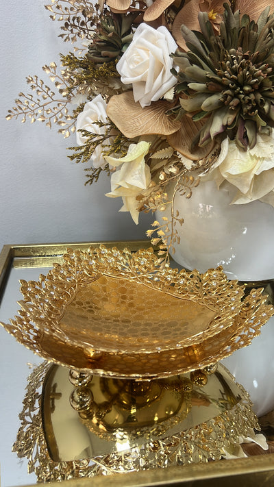 Intricate gold serving decorative / snack tray - Luscious Homewares