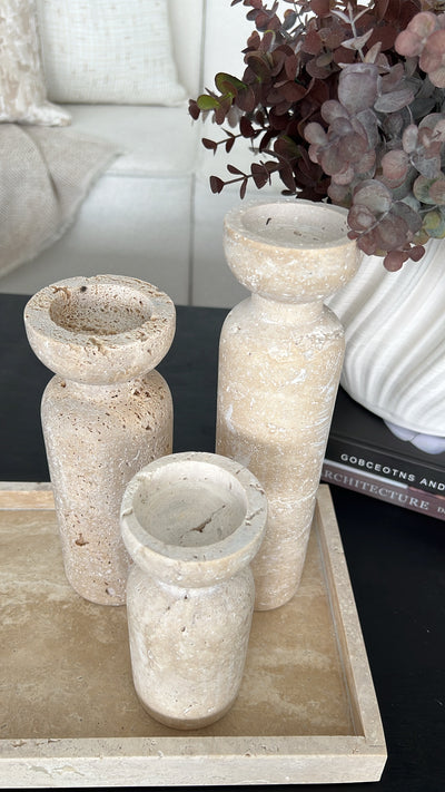 Travertine stone Candle Holder - Luscious Homewares