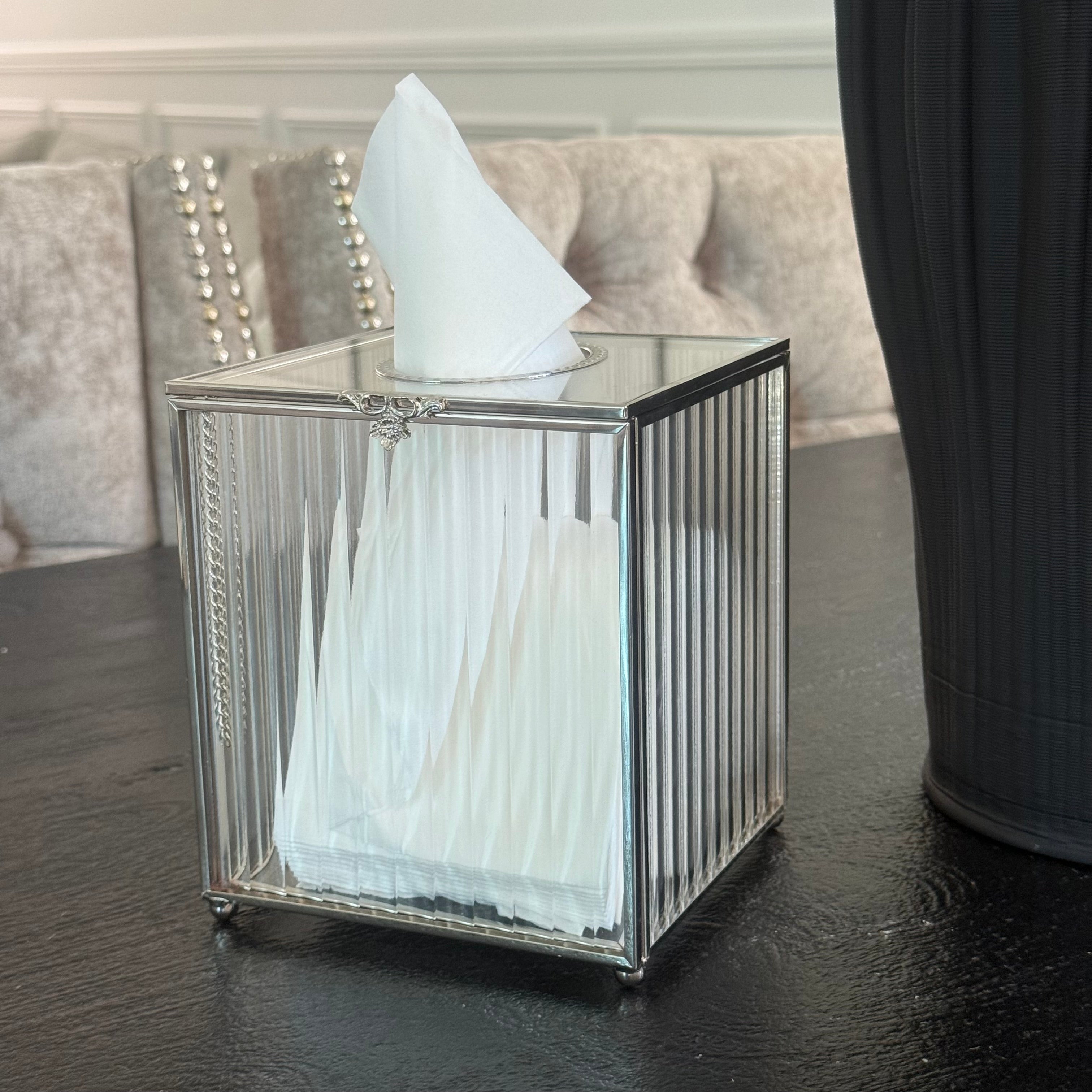 Porcha square silver tissue box– Luscious Homewares