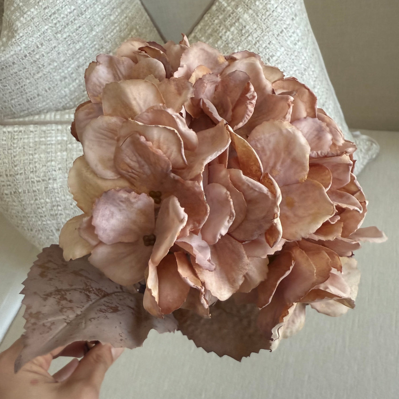 Blush Hydrangea soft touch artificial stem