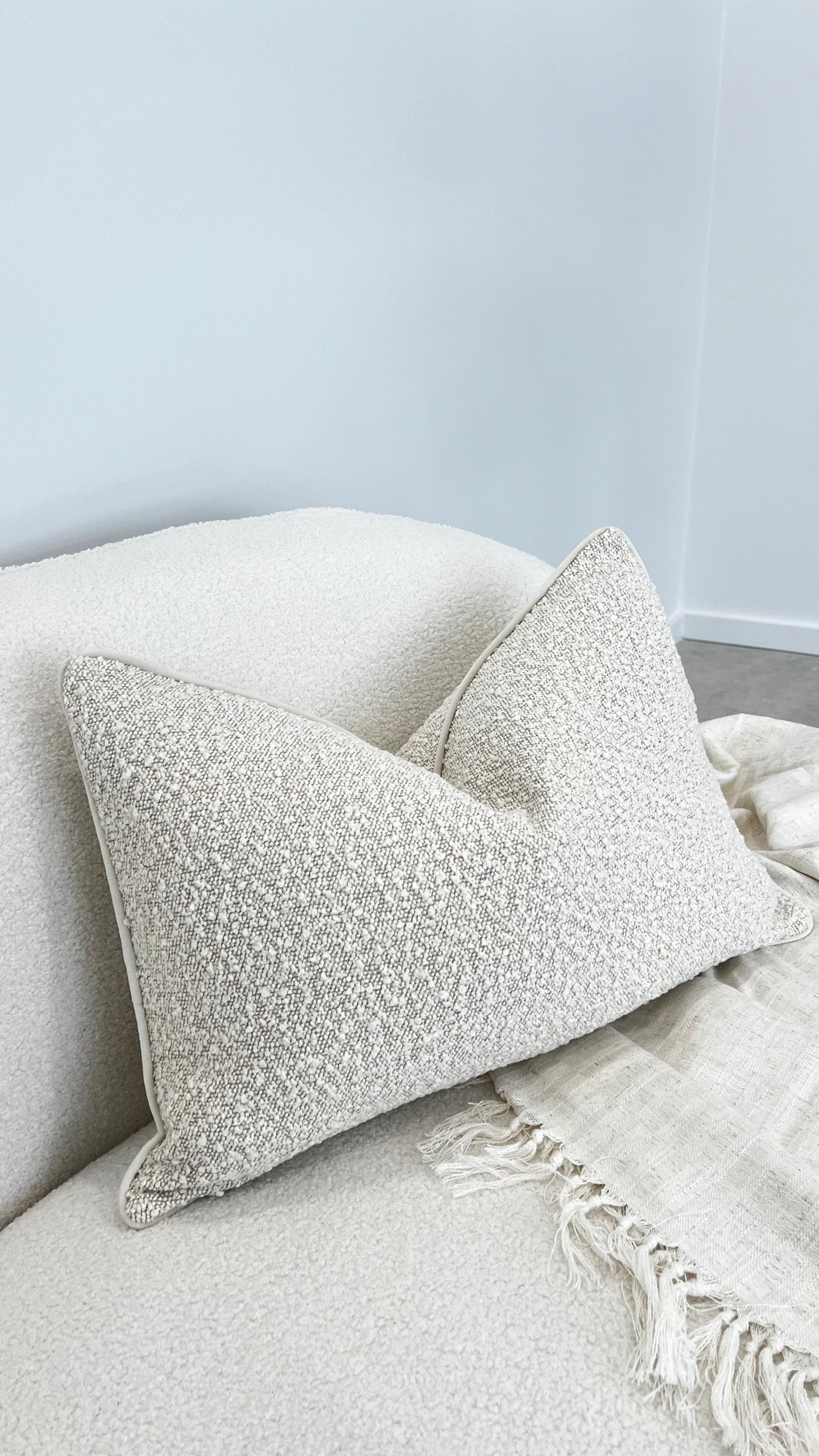 Boucle neutral cushion - Luscious Homewares