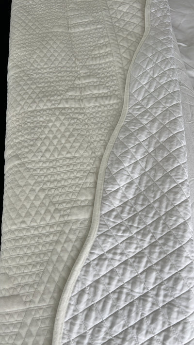 Luxe ivory - white double sided Coverlet queen / king - Luscious Homewares