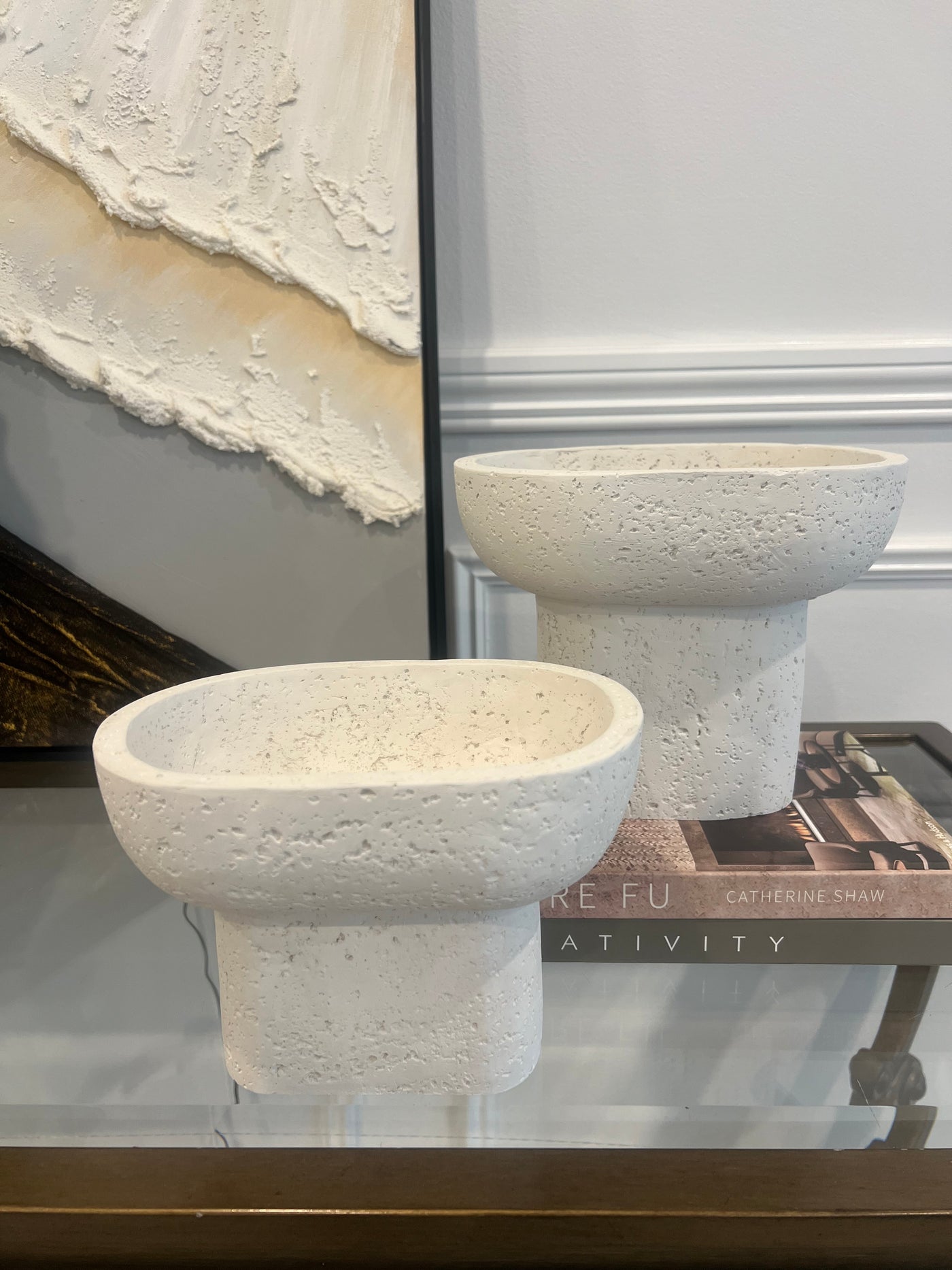 Vessel white Stone decorative bowl