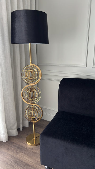 Orbit Floor lamp black velvet shade - Luscious Homewares