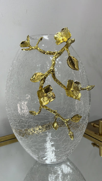 Floral gold brass stem vase - Luscious Homewares