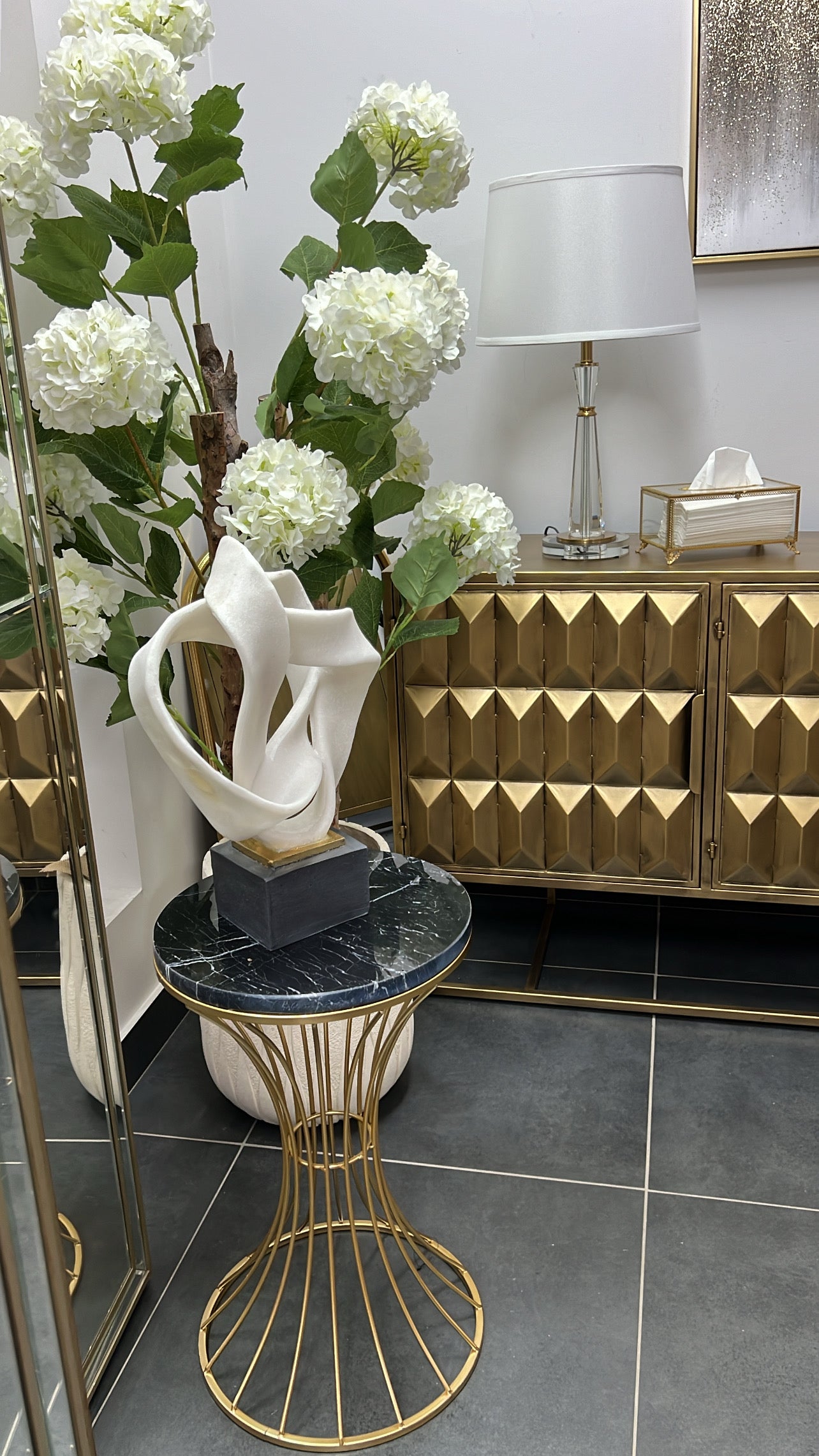 Marble black gold round side table - Luscious Homewares