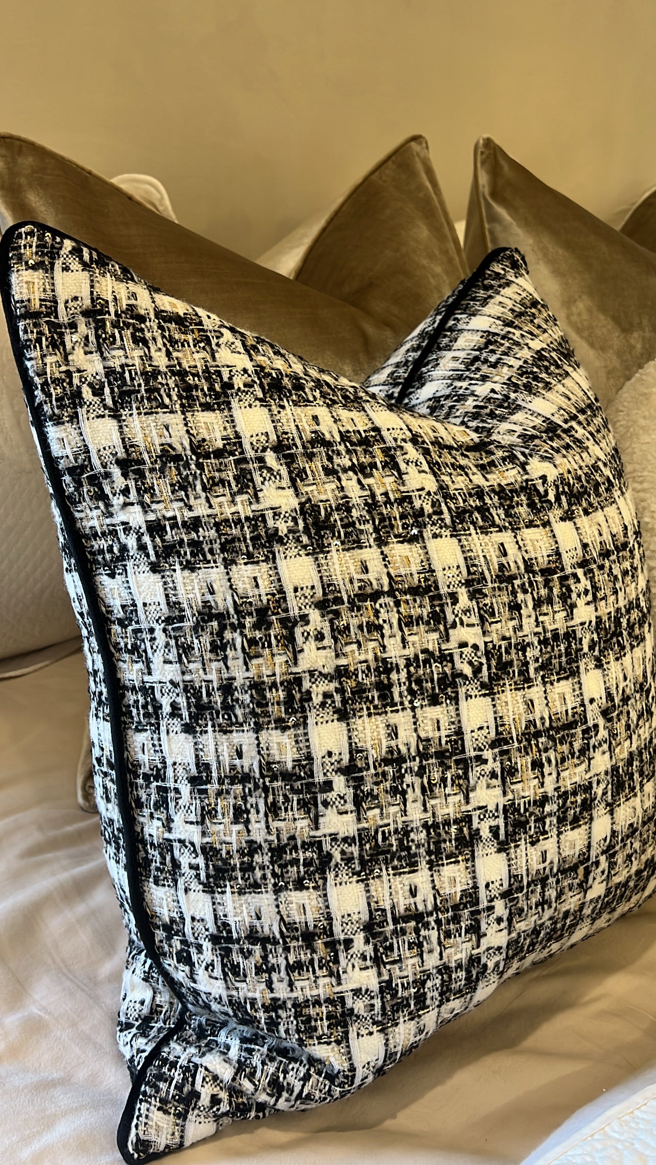 Chanel tweed cushion  55x55 - Luscious Homewares