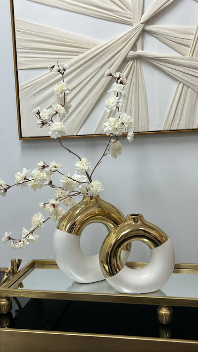 White and gold round vase - Luscious Homewares