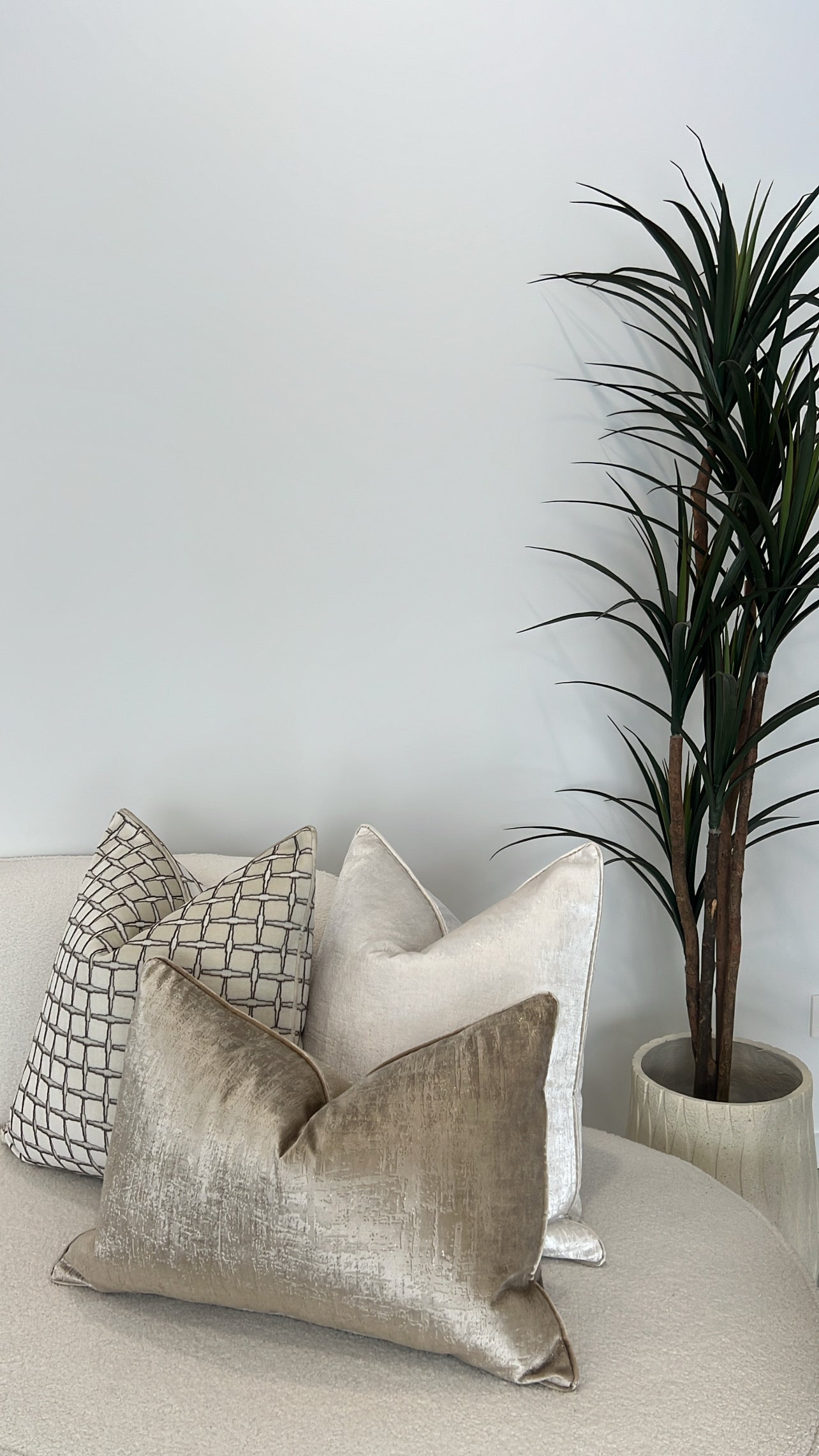 Checkers nude Velvet cut cushion  55x55 - Luscious Homewares