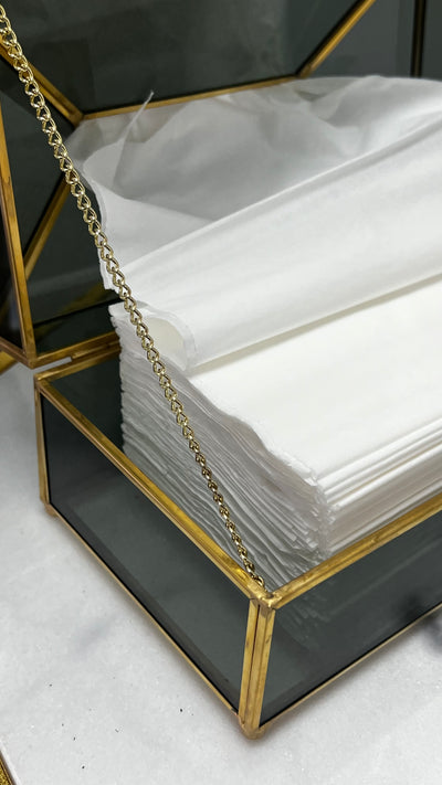 Mercury smoked black/Gold tissue box - Luscious Homewares