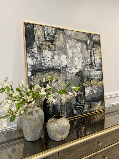 Gold and black abstract frame wall art