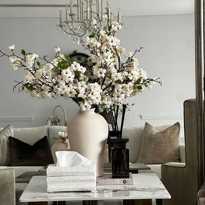 Waved White Stone tissue box - Luscious Homewares