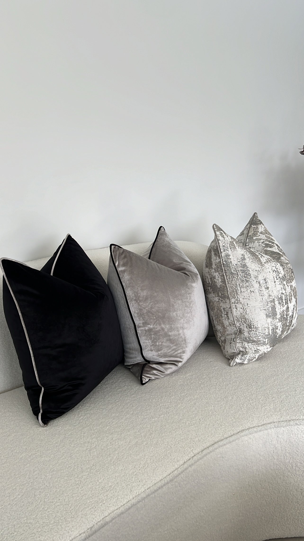 Hilton silver /black trim cushion - Luscious Homewares